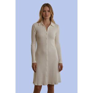 NWT H&M Divided NWT Ribbed Front Buttons Collared Swing Dress Stretch Large